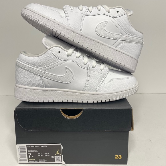 Jordan Shoes - Nike Air Jordan 1 Retro Low GS Triple White NEW